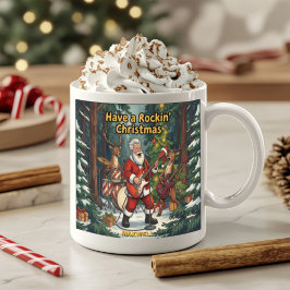 サンタのトナカイバンド ロックンロールクリスマス コーヒーマグカップ