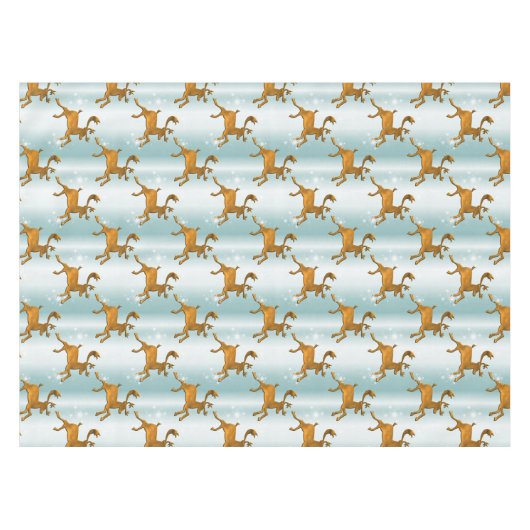 サンタのトナカイランニングのクリスマス テーブルクロス (正面(横))