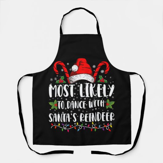 サンタのトナカイ一家と踊る可能性が最も高い エプロン (正面)