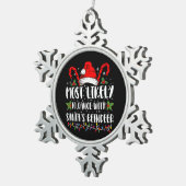 サンタのトナカイ一家と踊る可能性が最も高い スノーフレークピューターオーナメント (右)