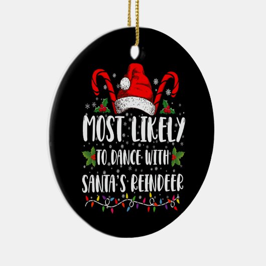 サンタのトナカイ一家と踊る可能性が最も高い セラミックオーナメント (右)