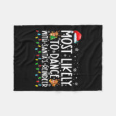 サンタのトナカイ一家と踊る可能性が最も高い フリースブランケット (正面(横))