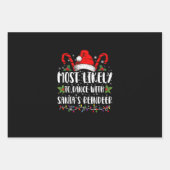 サンタのトナカイ一家と踊る可能性が最も高い ラッピングペーパーシート (正面)