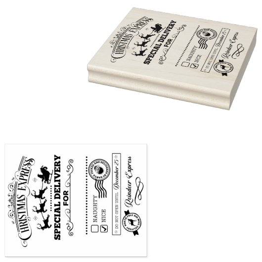 サンタのトナカイ表現クリスマス大きい ラバースタンプ (押印)