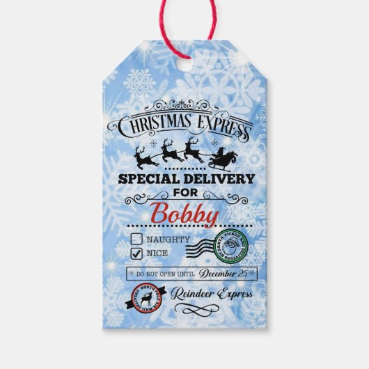 サンタのトナカイ表現スクリスマス配信（名前あり） ギフトタグ (正面)