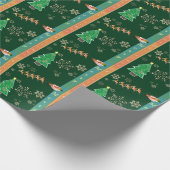 サンタのトナカイ&スノーフレーク「メリークリスマス」 ラッピングペーパー (角)