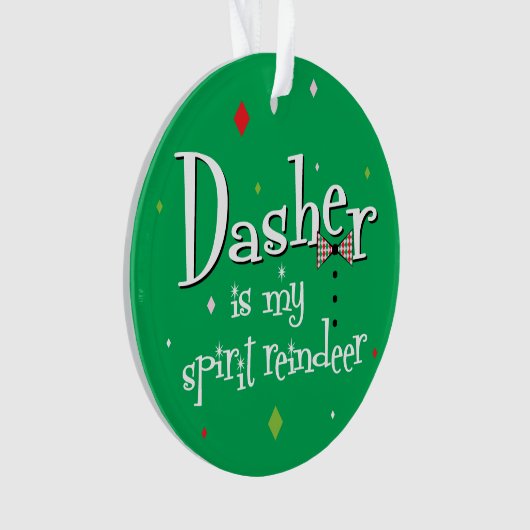 サンタのトナカイ・ダシャ名門私立校風のーグリーンクリスマス オーナメント (正面)
