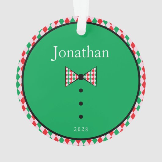 サンタのトナカイ・ダシャ名門私立校風のーグリーンクリスマス オーナメント (裏面)