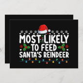 サンタのトナ食べ物を与えイナのクリスマスに最も近い 招待状 (正面/裏面)