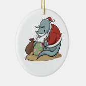 サンタのトリケラトプスのオーナメント セラミックオーナメント (右)
