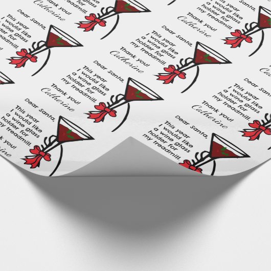 サンタのトレッドミルのワイングラスのホールダーへのおもしろいな手紙 ラッピングペーパー (角)