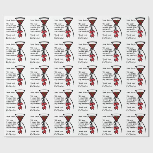 サンタのトレッドミルのワイングラスのホールダーへのおもしろいな手紙 ラッピングペーパー (フラット)