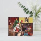 サンタのドイツのシェパード シーズンポストカード (スタンド正面)