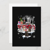 サンタのドゥードル 赤い格子縞のピックアップトラックのクリスマス 招待状 (正面/裏面)