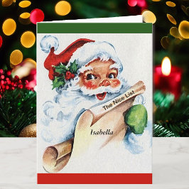 サンタのナイスリストにパーソナライズされた対する子供の名前 シーズンカード