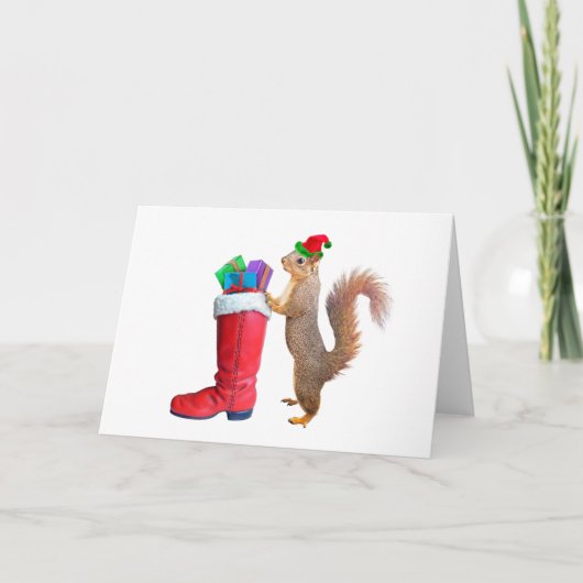 サンタのニコラスのブーツ クリスマスカード リス (正面)