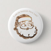 サンタのニースのリストのかわいい父のクリスマスののどの金ゴールド 缶バッジ (正面)