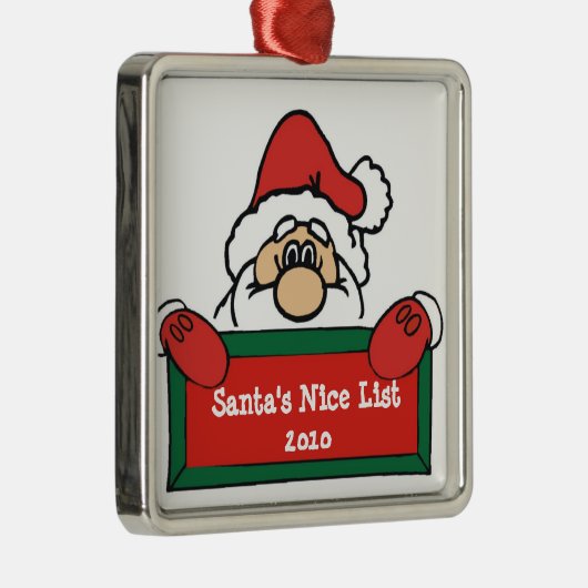 サンタのニースのリストのクリスマスツリーのオーナメント メタルオーナメント (右)