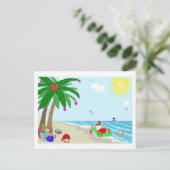 サンタのハワイのクリスマスの郵便はがき シーズンポストカード (スタンド正面)