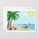 サンタのハワイのクリスマスの郵便はがき シーズンポストカード (正面/裏面)