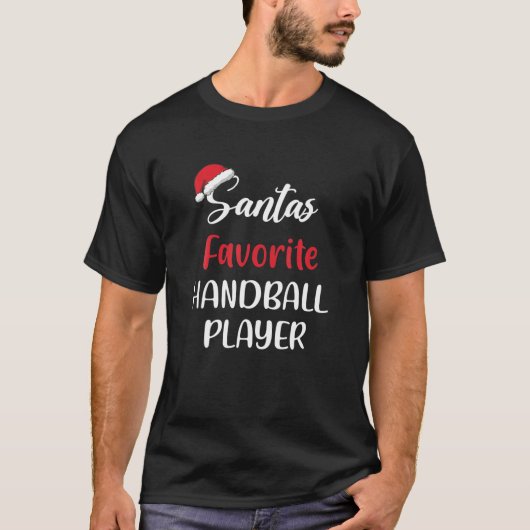 サンタのハンお気に入りのドボール選手，クリスマスハンドバル Tシャツ (正面)