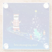 サンタのハート温暖化夜 ガラスコースター (裏面)