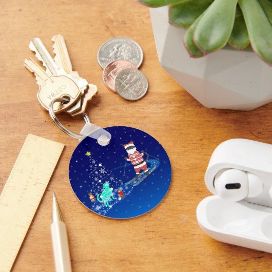 サンタのハート温暖化夜 キーホルダー (デスク)