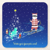 サンタのハート温暖化夜 スクエアペーパーコースター (正面)
