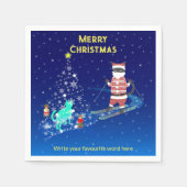 サンタのハート温暖化夜 スタンダードカクテルナプキン (正面)