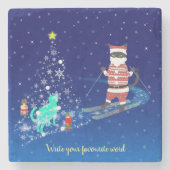 サンタのハート温暖化夜 ストーンコースター (正面)