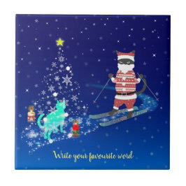 サンタのハート温暖化夜 タイル