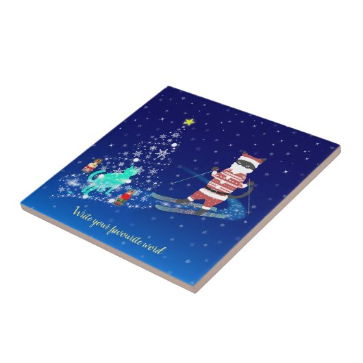 サンタのハート温暖化夜 タイル (側面)