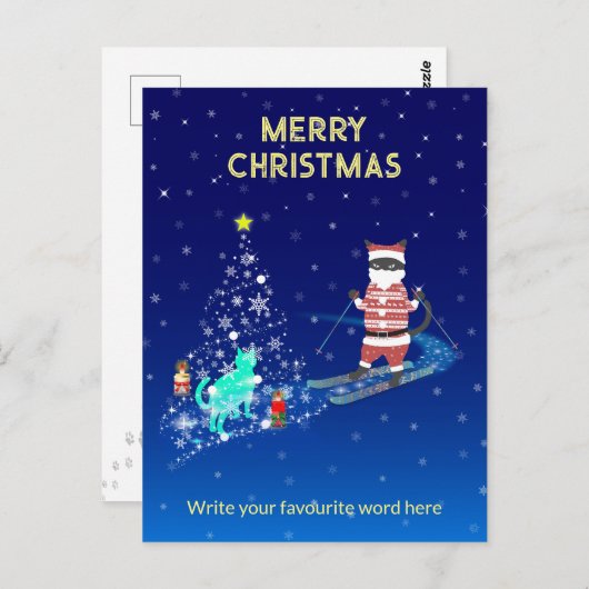 サンタのハート温暖化夜 ポストカード (正面/裏面)