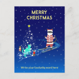 サンタのハート温暖化夜 ポストカード