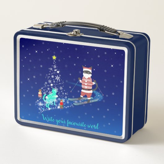 サンタのハート温暖化夜 メタルランチボックス (正面)