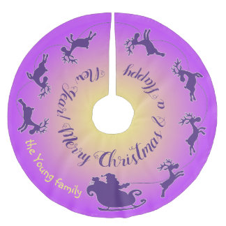 サンタのハーネス付きクリスマスツリーのスカート ブラッシュドポリエステルツリースカート