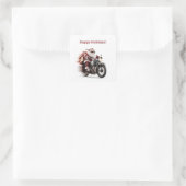 サンタのバイクでのホリデー・アドベンチャー スクエアシール (バッグ)