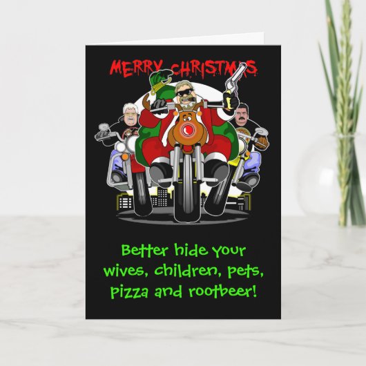 サンタのバイクもしくは自転車に乗る人の助手 シーズンカード (正面)