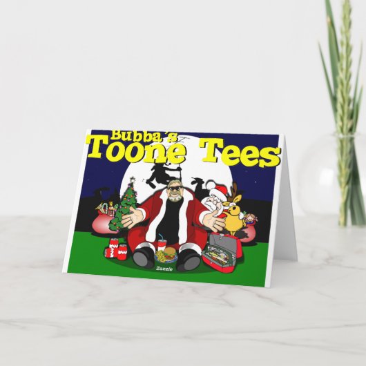 サンタのバイクもしくは自転車に乗る人の助手Bubbaクロース シーズンカード (裏面)