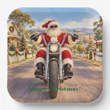 サンタのバイク乗車クリスマスデザイン