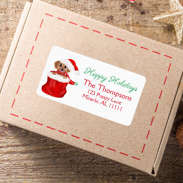 サンタのバッグからこんにちは!パピープルドッグのクリスマス ラベル