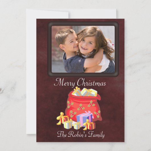 サンタのバッグ写真クリスマスカードの追加 シーズンカード (正面)
