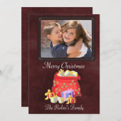 サンタのバッグ写真クリスマスカードの追加 シーズンカード (正面/裏面)