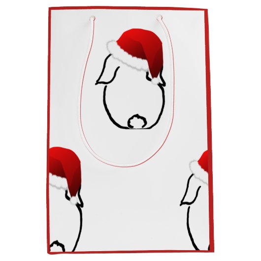 サンタのバニー媒体のギフトバッグ ミディアムペーパーバッグ (正面)