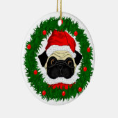 サンタのパグ セラミックオーナメント (右)