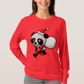 サンタのパンダのクリスマスのセーター Tシャツ (正面)