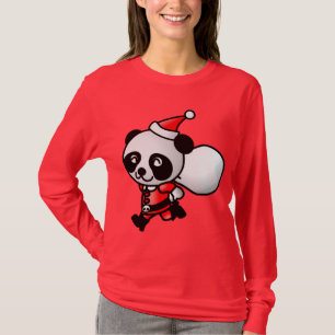 サンタのパンダのクリスマスのセーター Tシャツ