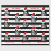 サンタのパーソナライズなアライグマのストライプのな包装紙 ラッピングペーパー (フラット)