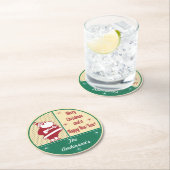 サンタのパーソナライズなレトロのクリスマス ラウンドペーパーコースター (インサイチュ)