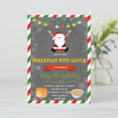 サンタのパーティの招待状が付いているかわいい朝食 招待状 (スタンド正面)